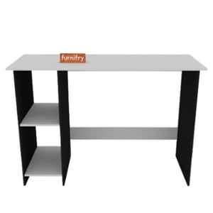 Furnifry 40.5x15.7x27.5 inch Engineered Wood Black & White Multifunctional Study Table with Open Shelves