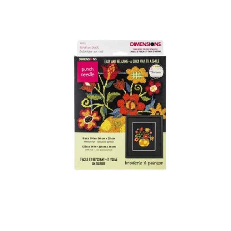 Dimensions Punch Needle Kit 10Inx8In Floral On Black