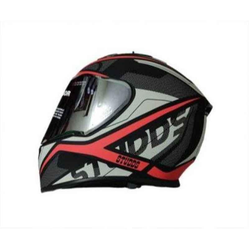 Studds Thunder D4-N2 Decor Matt Black N2 Red Motorbike Helmet, Size (L, 580 mm)