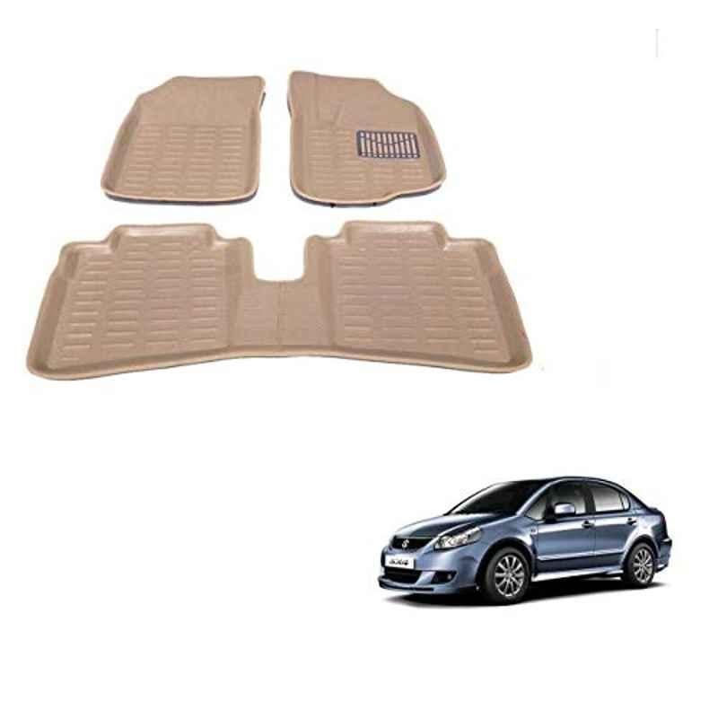 Kozdiko Thermoplastic Elastomer Beige 3D Car Floor Mat Set for Maruti Suzuki SX4