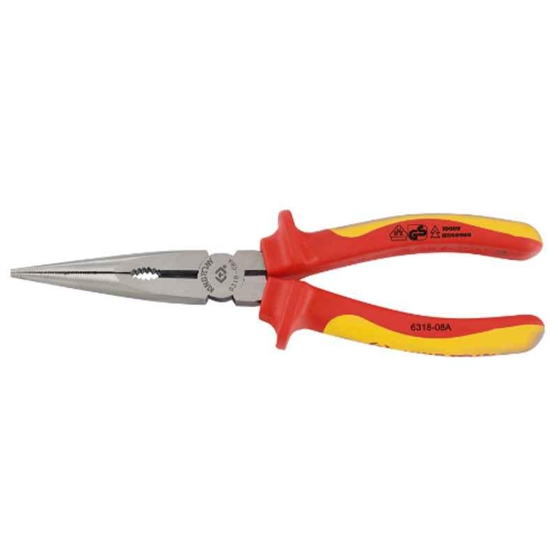 VDE INSULATED LONG NOSE PLIERS 8-1/4"