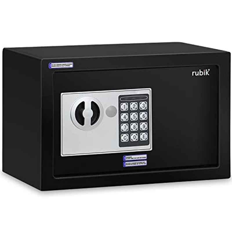 Rubik Black Safe Box with Key & Digital Pin Code, RB20EF