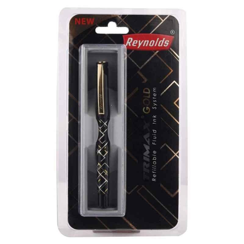 Reynolds Trimax Gold 0.7mm Blue Refillable Fluid Ink System Gel Pen (Pack of 6)