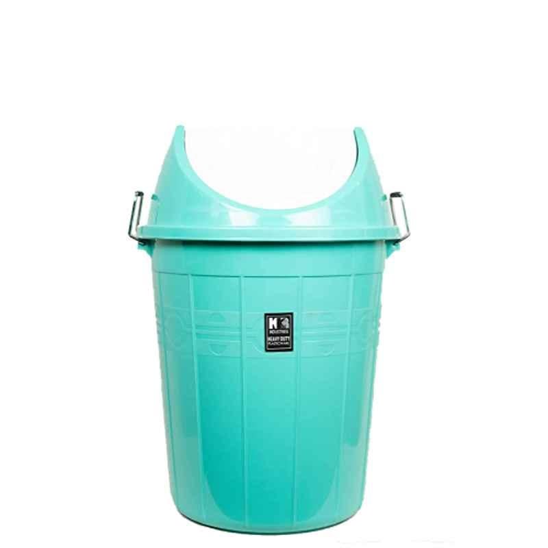 KKR 32L Plastic Aqua Blue Heavy Duty Round Dustbin with Swing Lid