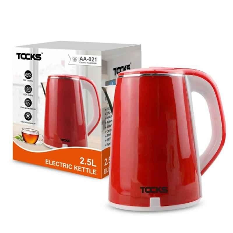 Tocks 2.5L 1500W Red Electric Kettle, TKAA-021