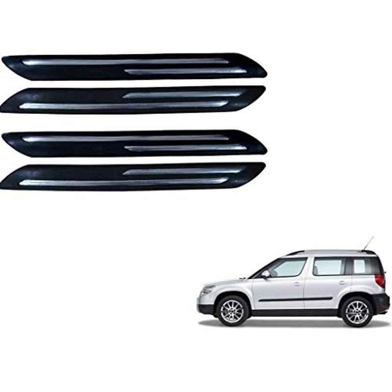 Kozdiko 4 Pcs PVC Black Double Chrome Finish Car Bumper Protector Set for Skoda Yeti