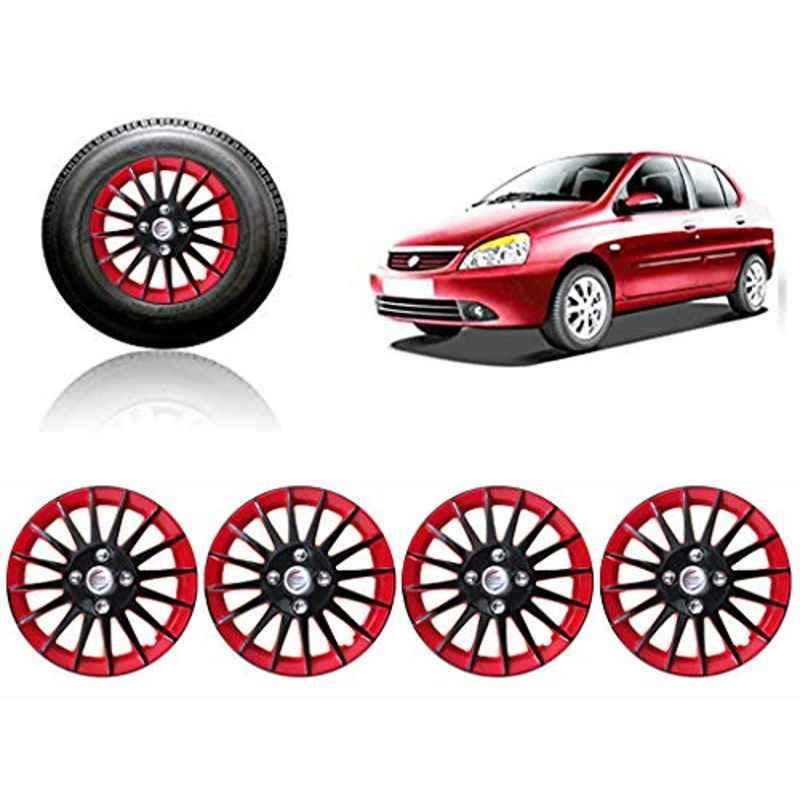 Auto Pearl 4 Pcs 14 inch Red & Black Wheel Cover Set for TATA Indigo
