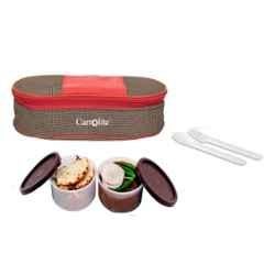 Carrolite 650ml Red & Brown Plastic Lunchbox, Brown_P-33 (Pack of 2)