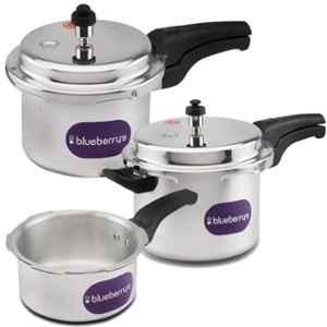 Blueberry's 5L, 3L & 2L Aluminium Pressure Cooker Combo with Induction Base Outer Lid