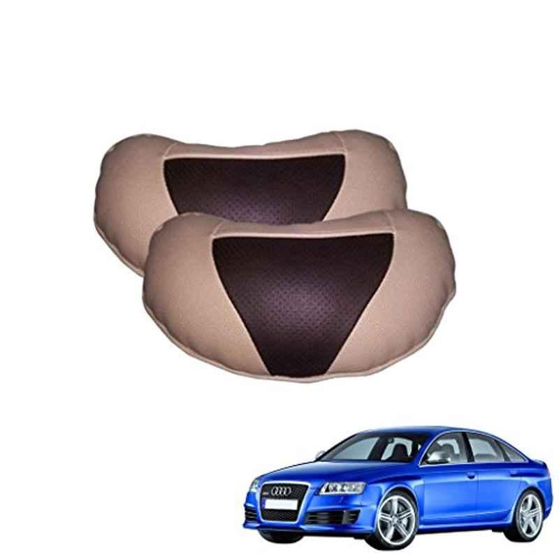 Kozdiko 2 Pcs Brown & Beige Neck Rest Set for Audi NA, koz_33507