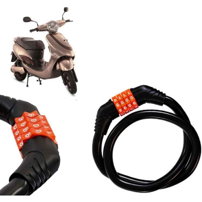 Auto Pearl Black & Orange 4 Digit Anti-Theft Combination Number Lock for Electric Photon BS6