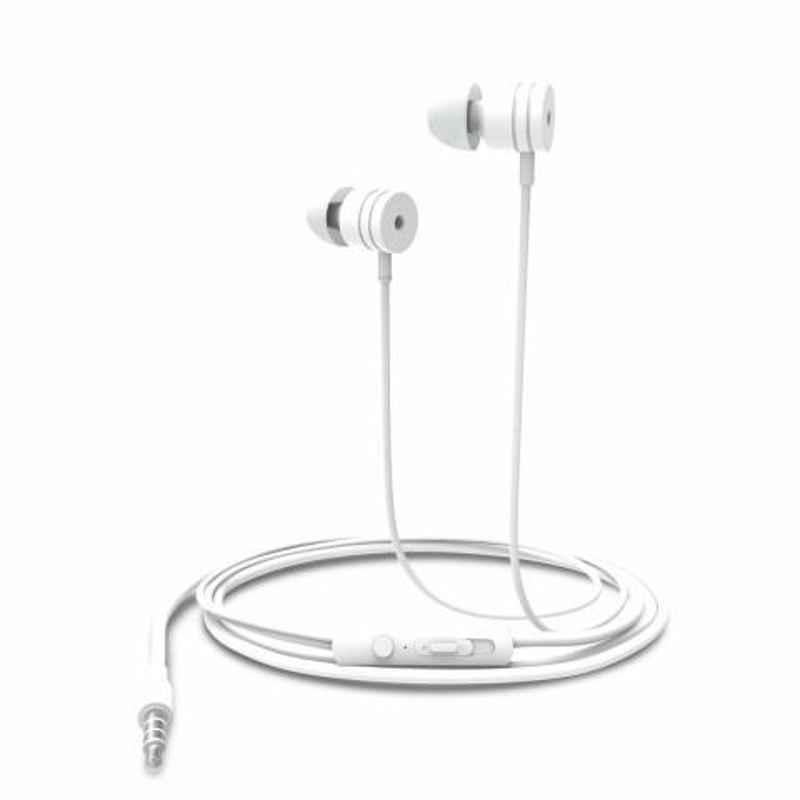 Portronics Conch 204 White In-Ear Stereo 3.5mm Wired Earphone with In-Built Mic, POR 764 (Pack of 5)