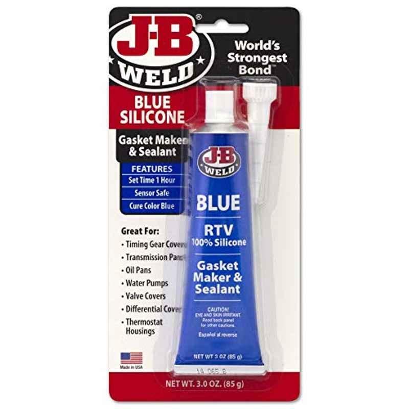 J-B Weld 3oz Silicone Rubber Blue RTV Gasket Maker & Sealant, 31316