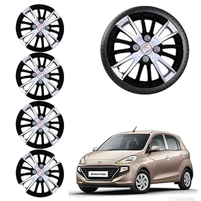 Auto Pearl 4 Pcs 13 inch ABS Black & Grey Car Wheel Cover Set for Hyundai Santro 2018