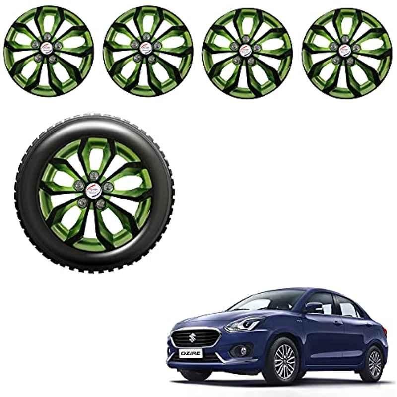 Auto Pearl 4 Pcs 14 inch ABS Black & Green Car Wheel Cover Set for Maruti Suzuki Swift Dzire 2017