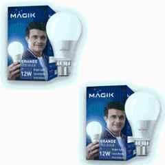 Magik Grande 12W 6500K B22 Cool White LED Bulb (Pack of 2), LUGR012CP4171E2