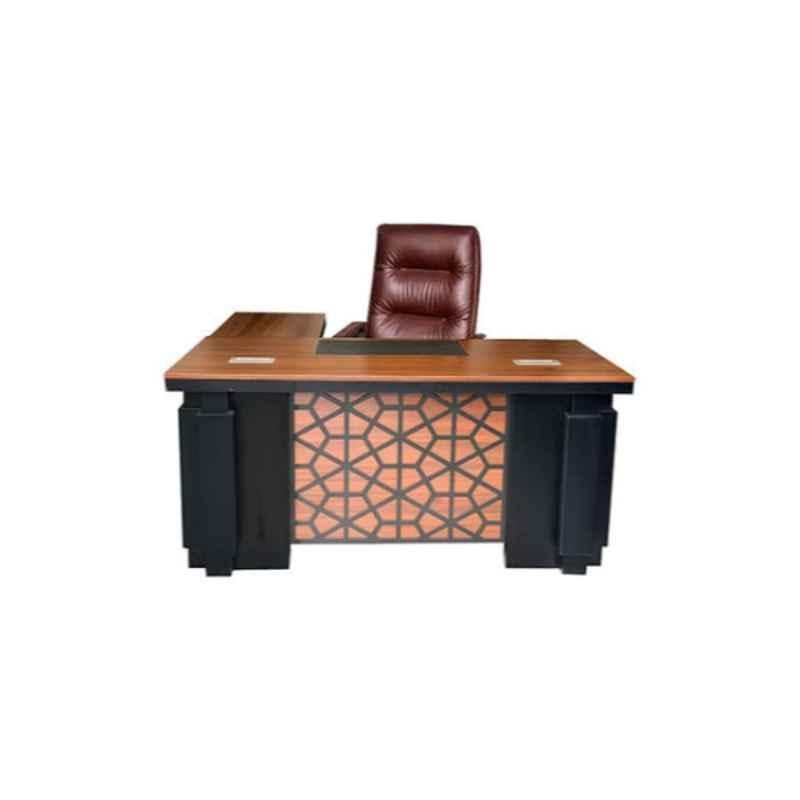 75x160x80cm Wooden Brown Executive Office Desk Table with 3 Lockable Drawers
