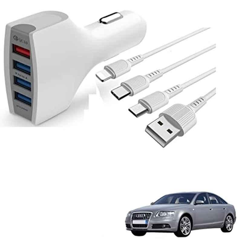 Kozdiko 4 Port USB Car Charger with 3 in 1 Cable for Audi A6