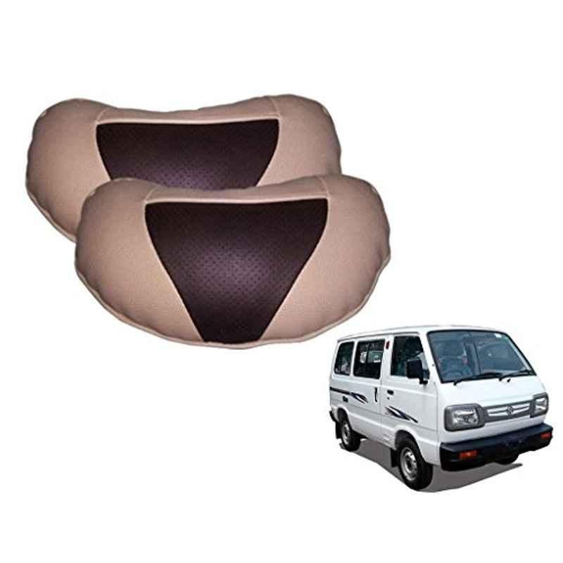 Kozdiko 2 Pcs Brown & Beige Neck Rest Set for Maruti Suzuki Omni, koz_26932