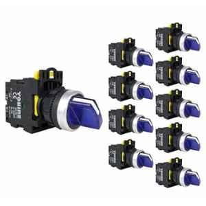 Yokins 22mm 220VAC 1NO Blue 2 Position Illuminated Maintained Selector Switch,EB2M-A-10XD (Pack of 10)