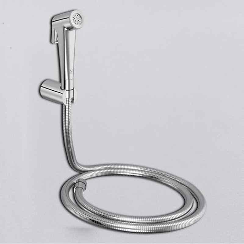 RN PTMT Silver Chrome Finish Health Faucet with Hope Pipe & Wall Holder for Toilet Cleaning, RNCHF29O40