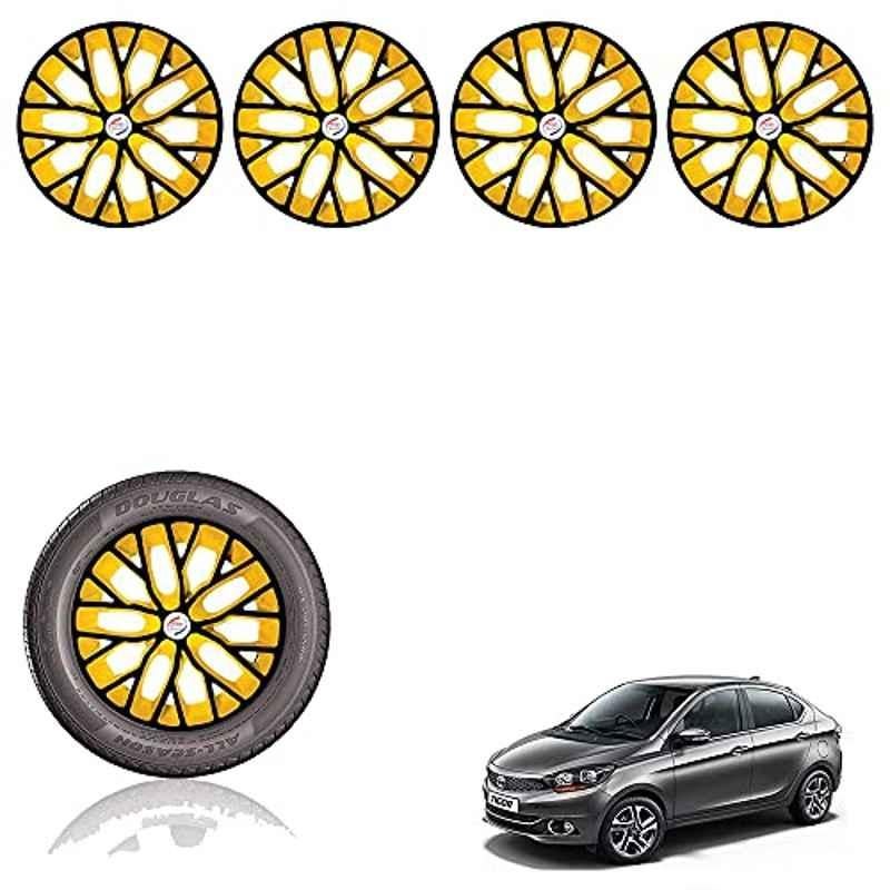 Auto Pearl 4 Pcs 14 inch ABS Black & Yellow Car Wheel Cover Set for Tata TigorXM/XT/XTA