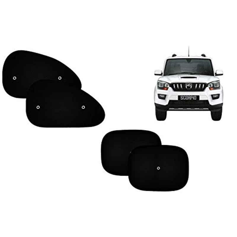 Auto Pearl 4 Pcs PVC & Mesh Black Window Side Sun Shade Set for Mahindra Scorpio New