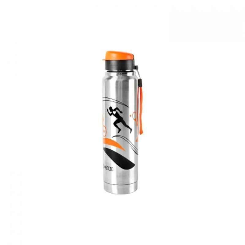 Cello Superb 800ml Stainless Steel Orange Single Wall Water Bottle, 405CSSB0432