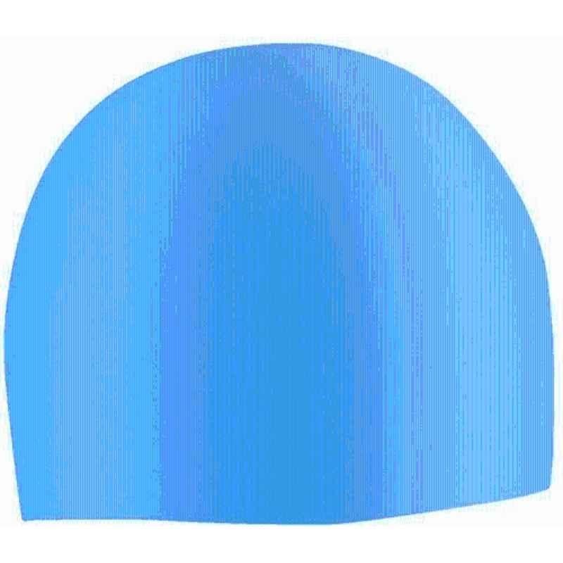 Matrica Pure Silicone Blue Waterproof Odor Free Quick Drying Swimming Cap, Size: Free