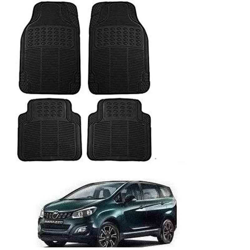 Kozdiko 4 Pcs Rubber Black Car Simple Foot Mat Set for Mahindra Marazzo