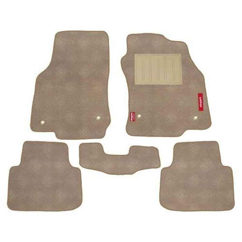 Elegant Jewel 5 Pcs Polypropylene & Non Woven Anthra Carpet Car Floor Mat Set for Datsun redi-GO