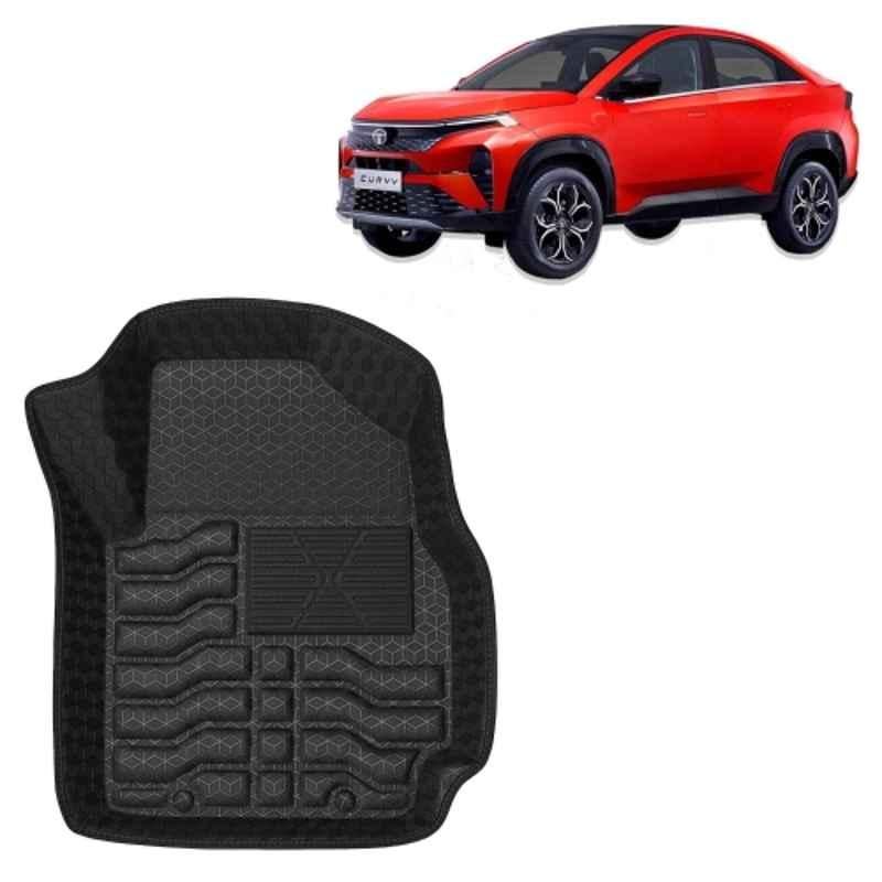 Kingsway 3 Pcs Premium 4.5D 100% Waterproof Tray Shape PVC Black Car Floor Mat Set for Tata Curvv Automatic 2024 Onwards All Model