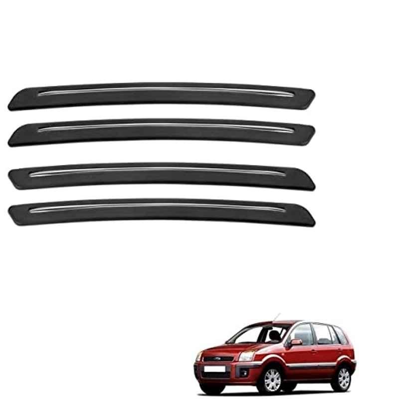 Kozdiko 4 Pcs Rubber Black Car Bumper Protector Set with Chrome Strip for for d Fusion