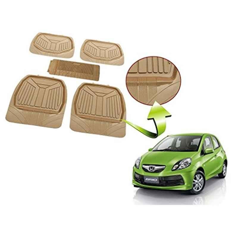 Kozdiko 5 Pcs Rubber Beige 3G Rubber Mat Set for Honda City