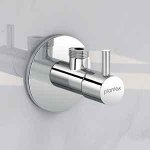 Plantex ICO-905 Pure Brass Chrome Angle Valve with Teflon Tape & Brass Wall Flange/Angle Cock for Wash Basin & Health Faucet (Pack of 8)
