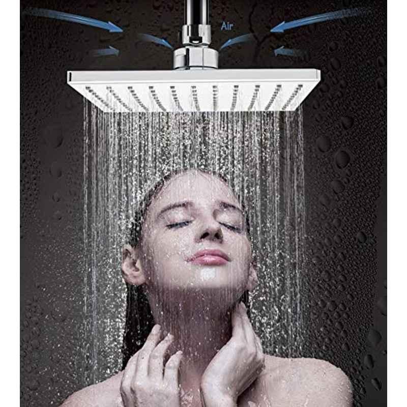 Aquieen 12x12 inch Brass Overhead Slim Shower with Rub-Bit Cleaning System