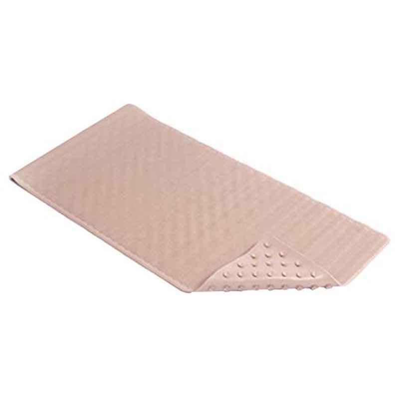 Contact 36x18x0.2 inch Rubber Beige Rectangular Wave Bath Mat