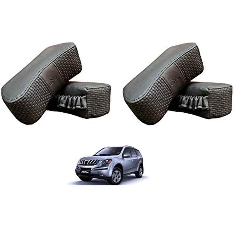 Kozdiko 4 Pcs CV Designer Grey Leatherite Neck Rest Car Cushion Pillow Set for Mahindra XUV 500