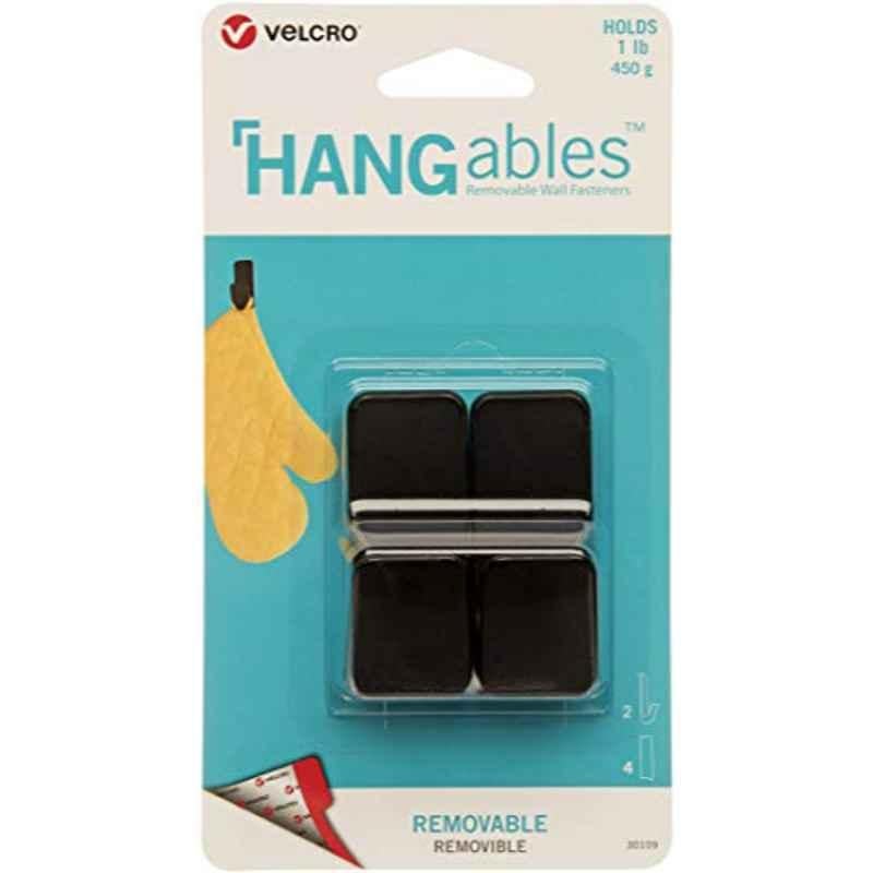 Velcro 2Pcs VEL-30109 1 lb Black Hangables Removable Wall Hook, Size: Small