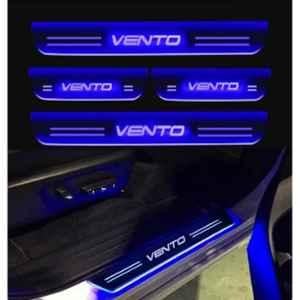 SureStrive 4 Pcs Acrylic Car Side Footstep Set with Blue LED Door Sill Scuff Plate for Volkswagen Vento All Model