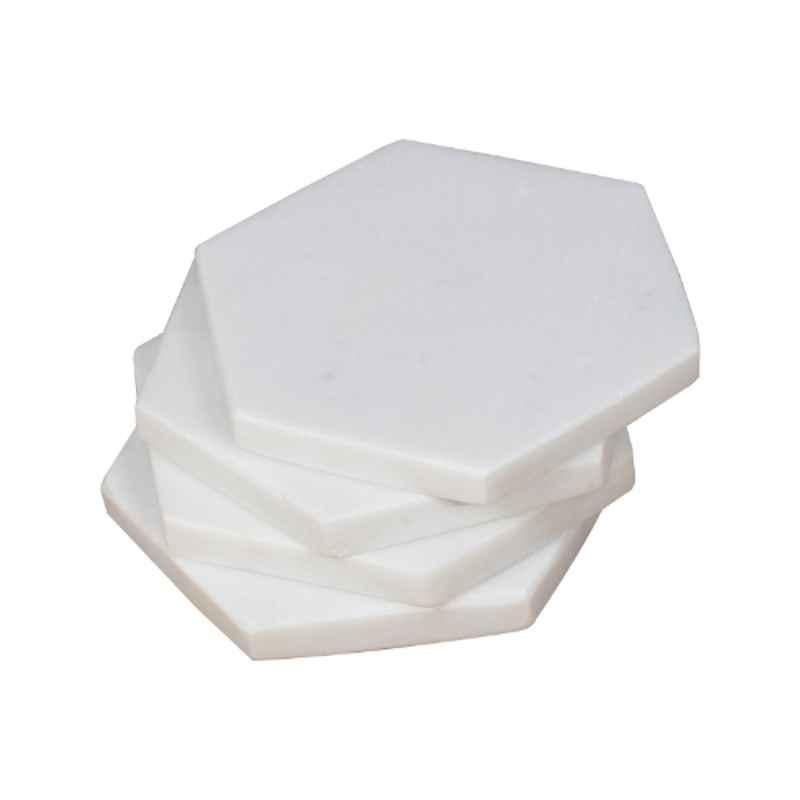 AVA Designz 6 Pcs Marble White Octagonal Coasters Set