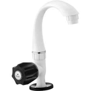 Sparsh Pearl Hi-Flo Prime HFP-1365 Plastic Black & White Mini Swan Neck Tap for Bathroom & Kitchen
