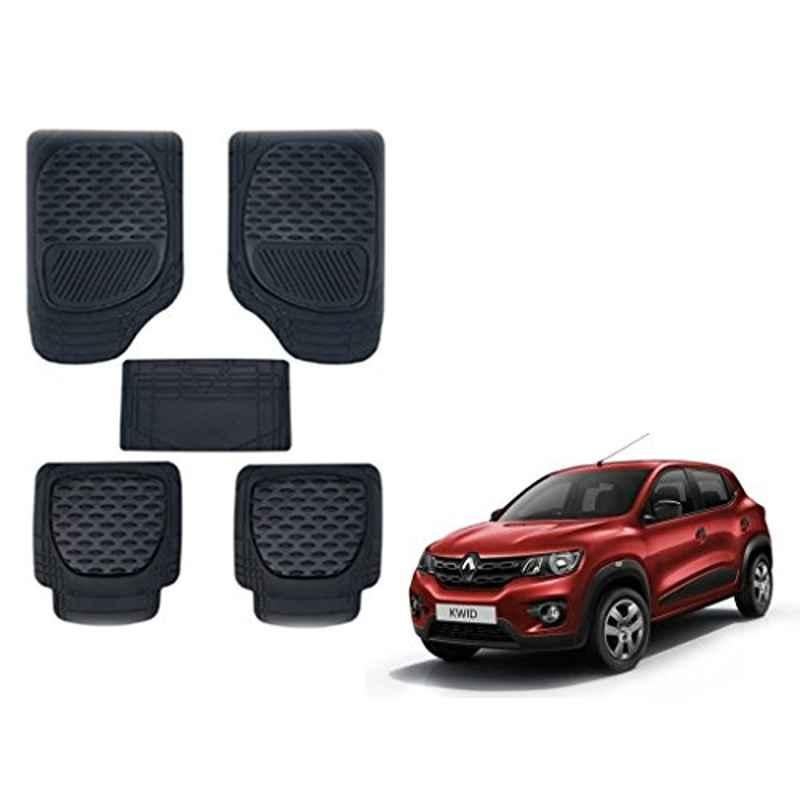 Kozdiko 6255TW 5 Pcs PVC & Rubber Black Car Mat Set for Renault Kwid