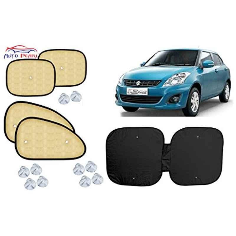 Auto Pearl 6 Pcs PVC & Mesh Beige Window, Front & Rear Sun Shade Set for Maruti Suzuki Swift Dzire Type 2
