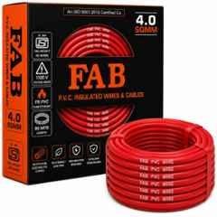FAB 4 Sqmm FR PVC CCA Copper Red Multistrand Electrical Wire, Length: 90 m