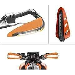 AOW Motorcycle Handguards with Led Light for 7/8 inch Grips - 300 * 140 * 110mm (Orange) for KTM Duke 200