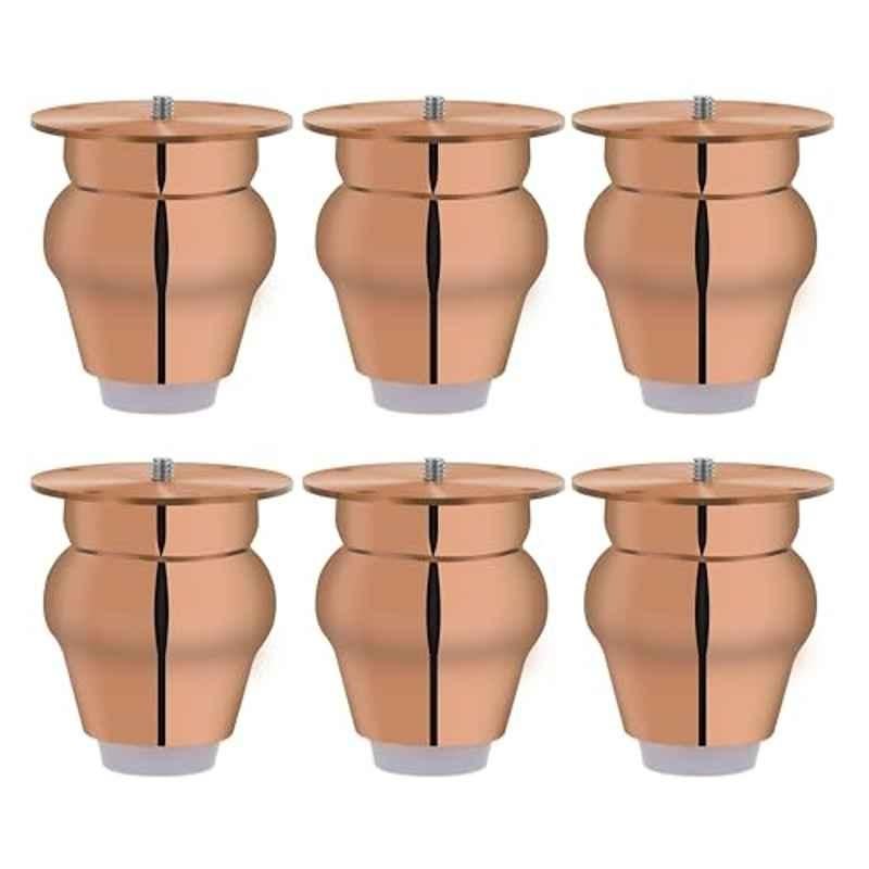 Plantex 3 inch Stainless Steel Rose Gold Stylish Sofa Legs with Rubber Grip (Pack of 6)