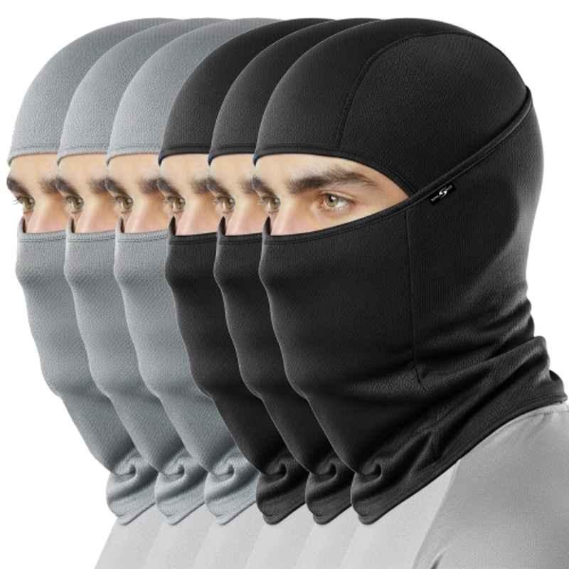 Kingsway Cool Pass Honey Comb Pattern Rice Knit Black & Light Grey Balaclava Face Mask for Bikers (Pack of 6)