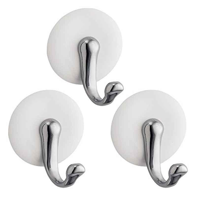 iDesign Affixx York 93452 White Chrome Hook, Size: Small (Pack of 3)