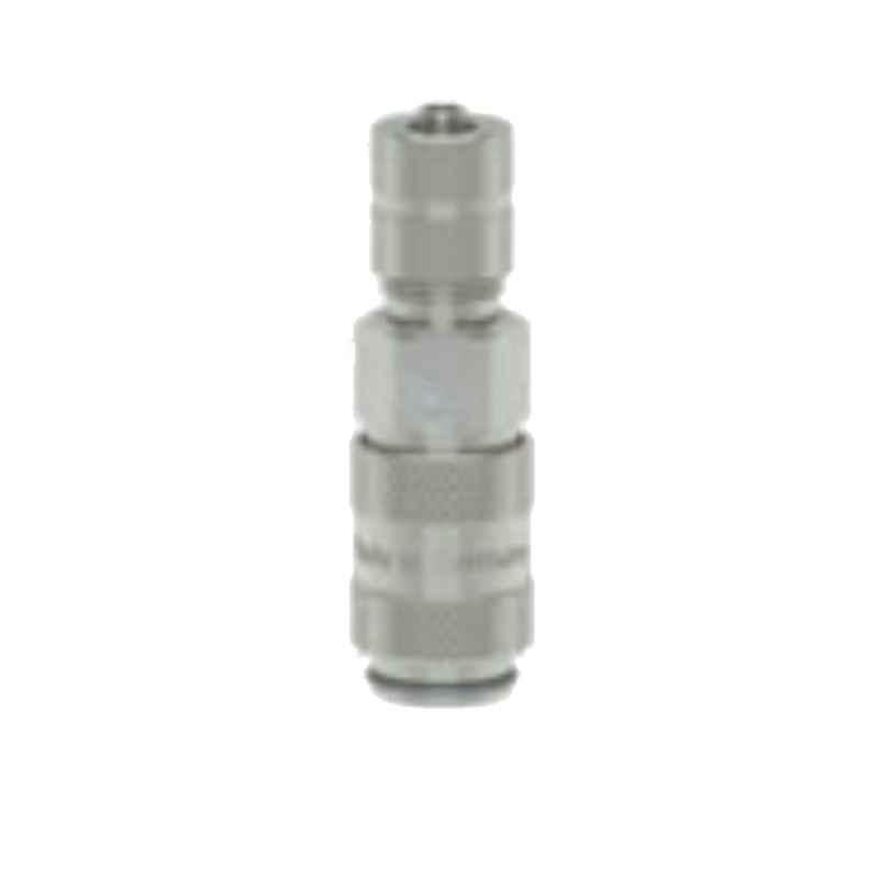 Ludcke 4x6mm Plated ESMCN 4 TQ Single Shut Off Micro Quick Connect Coupling with Hose Squeeze Nut, Length: 32 mm